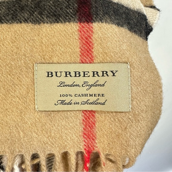 Burberry Classic Check 100% Cashmere fringe Scarf Made in Scotland men women - Picture 7 of 10